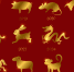 Gold chinese horoscope zodiac animals. Vector symbols of year isolated on red backdrop. Illustration of calendar astrological monkey and rooster
восточный гороскоп любви - ИА SakhaLife.Ru
