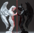 Two statues of a man and a demon, one white and one black, with red lighting. The white statue represents good, while the black statue represents evil
Ангел и дьявол - ИА SakhaLife.Ru